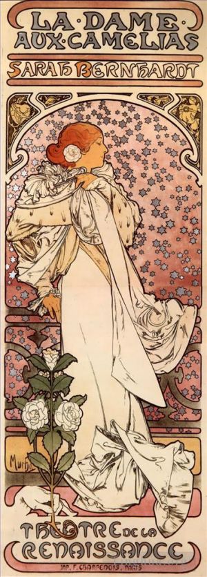 Artist Alphonse Mucha's Work - La Dame aux Camelias 1896