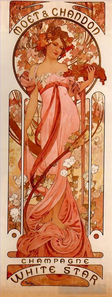 Alphonse Mucha Various Paintings - Moet and Chandon White Star 1899