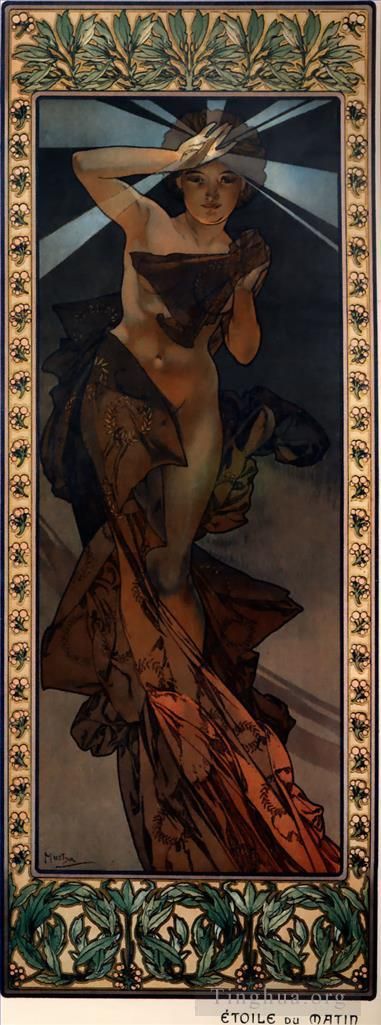Alphonse Mucha Various Paintings - Morning Star 190litho