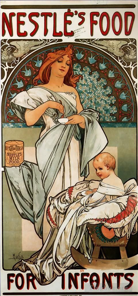 Alphonse Mucha Various Paintings - Nestles Food for Infants 1897