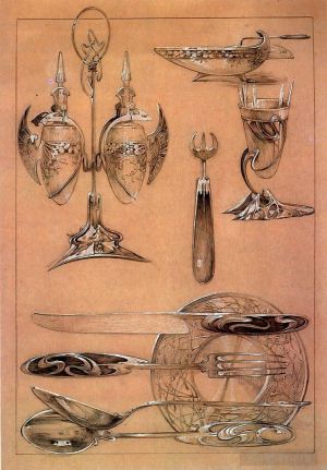 Artist Alphonse Mucha's Work - Studies1190crayon gouache