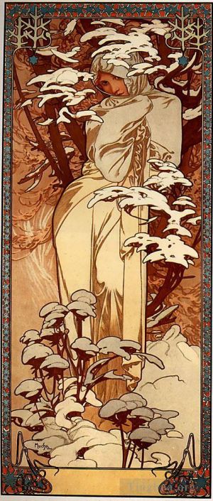 Artist Alphonse Mucha's Work - Winter 189panel