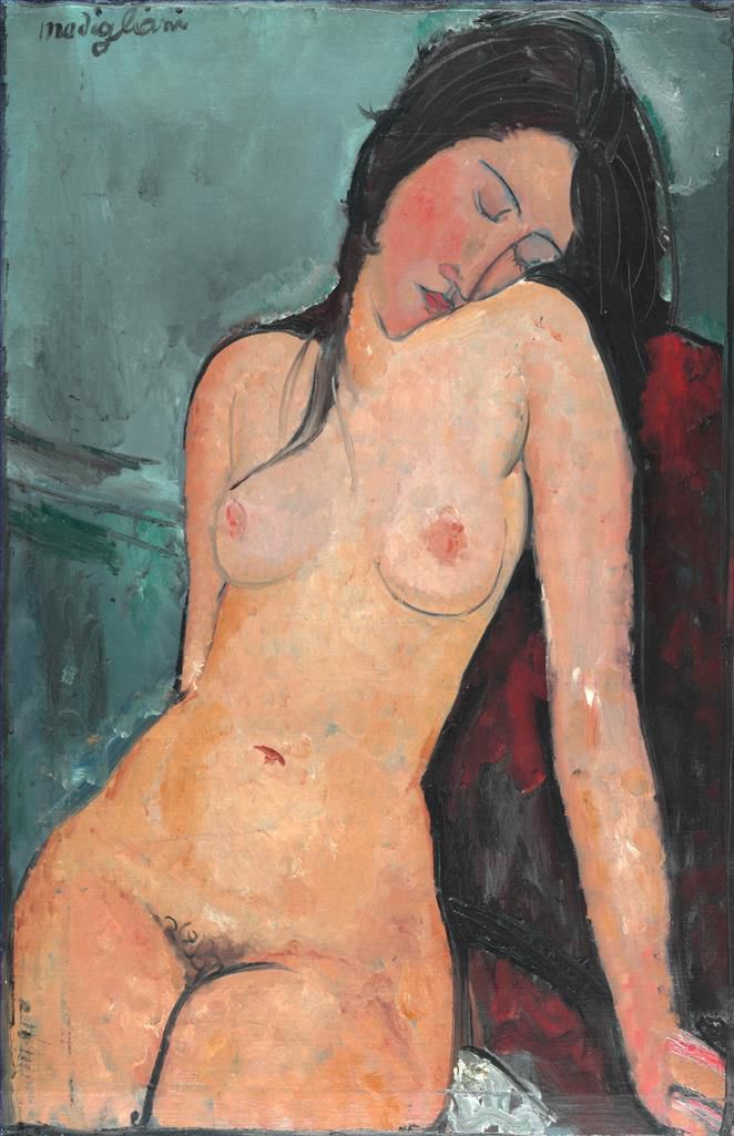 Amedeo Modigliani Oil Painting - Female Nude (Iris Tree)