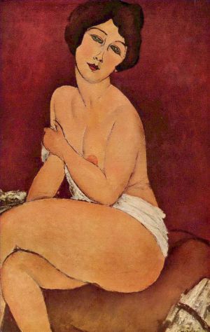 Artist Amedeo Modigliani's Work - Nude Sitting on a Divan (The Beautiful Roman Woman)