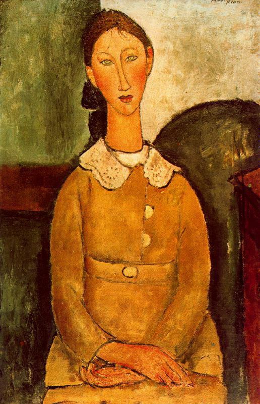 Amedeo Modigliani Oil Painting - a girl in yellow dress 1917