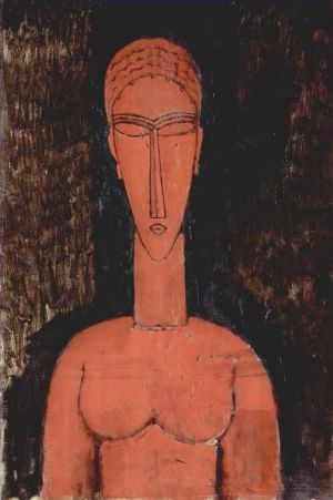 Artist Amedeo Modigliani's Work - a red bust 1913