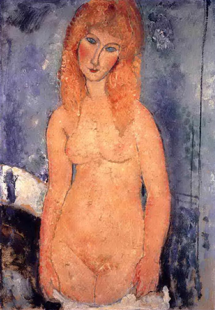 Amedeo Modigliani Oil Painting - blonde nude 1917