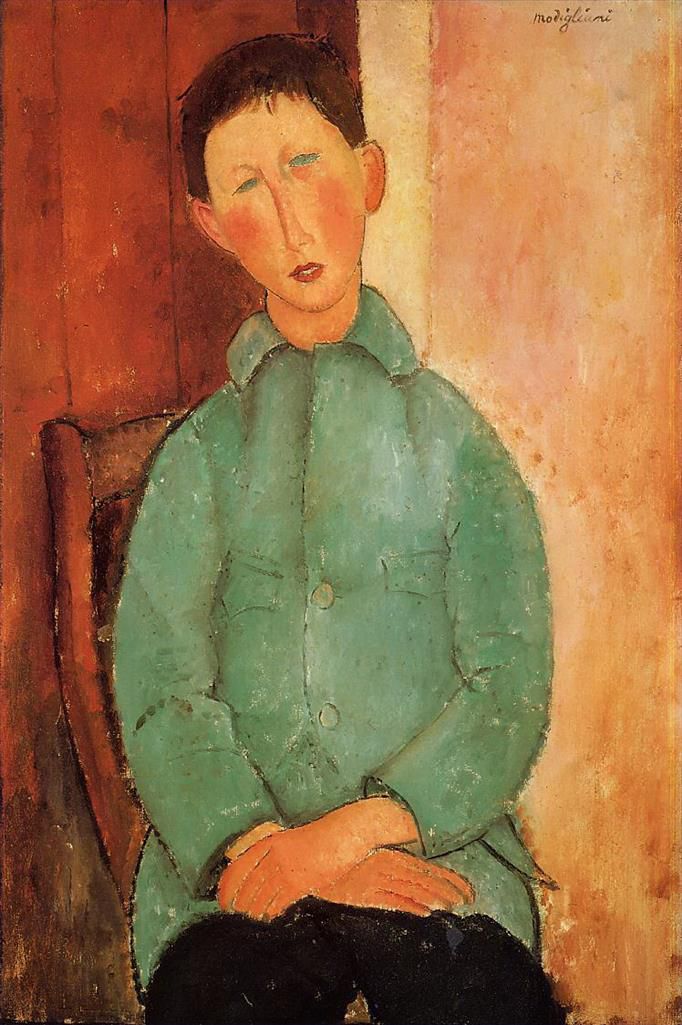 Amedeo Modigliani Oil Painting - boy in a blue shirt