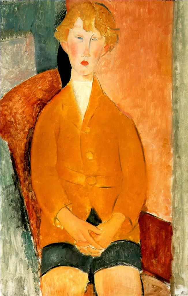 Amedeo Modigliani Oil Painting - boy in shorts 1918