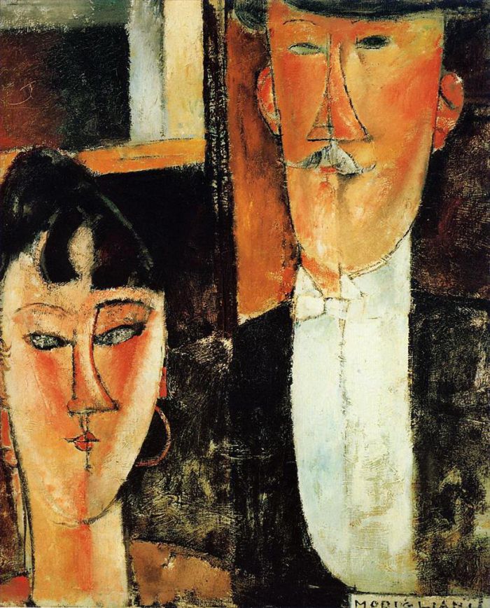 Amedeo Modigliani Oil Painting - bride and groom the couple