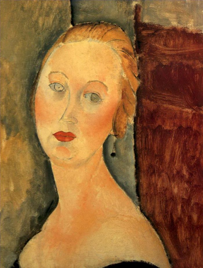 Amedeo Modigliani Oil Painting - germaine survage with earrings 1918