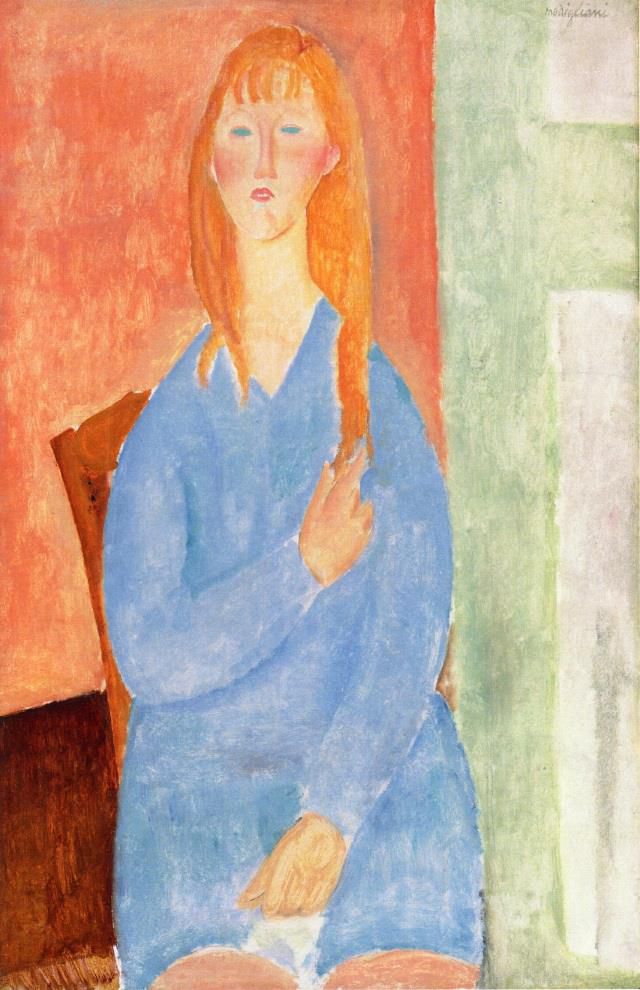 Amedeo Modigliani Oil Painting - girl in blue 1919
