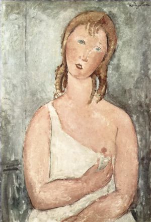 Artist Amedeo Modigliani's Work - girl in the shirt red haired girl 1918
