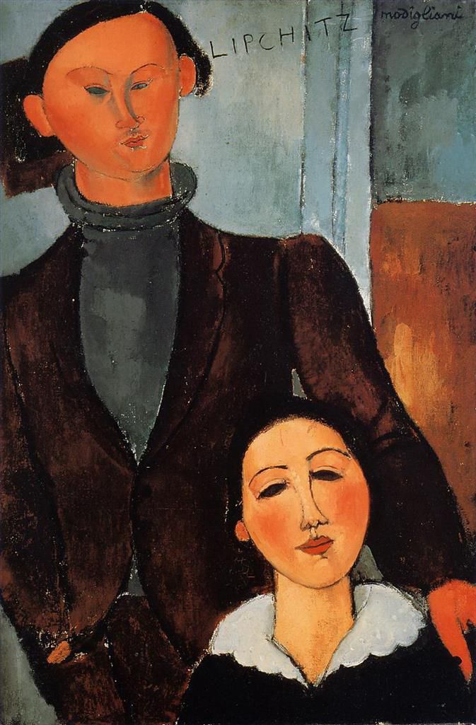 Amedeo Modigliani Oil Painting - Jacques and Berthe Lipchitz