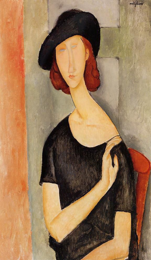 Amedeo Modigliani Oil Painting - jeanne hebuterne in a hat