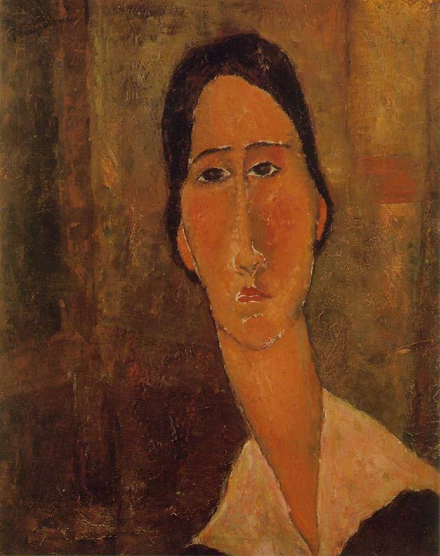 Amedeo Modigliani Oil Painting - jeanne hebuterne with white collar 1919