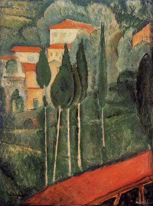Artist Amedeo Modigliani's Work - landscape southern france 1919