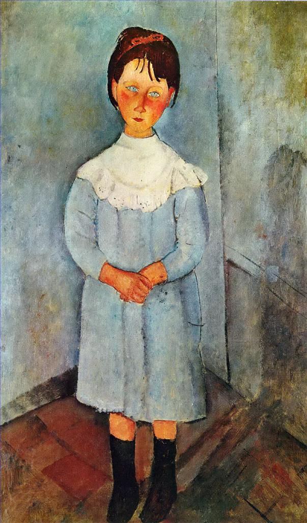 Amedeo Modigliani Oil Painting - little girl in blue 1918