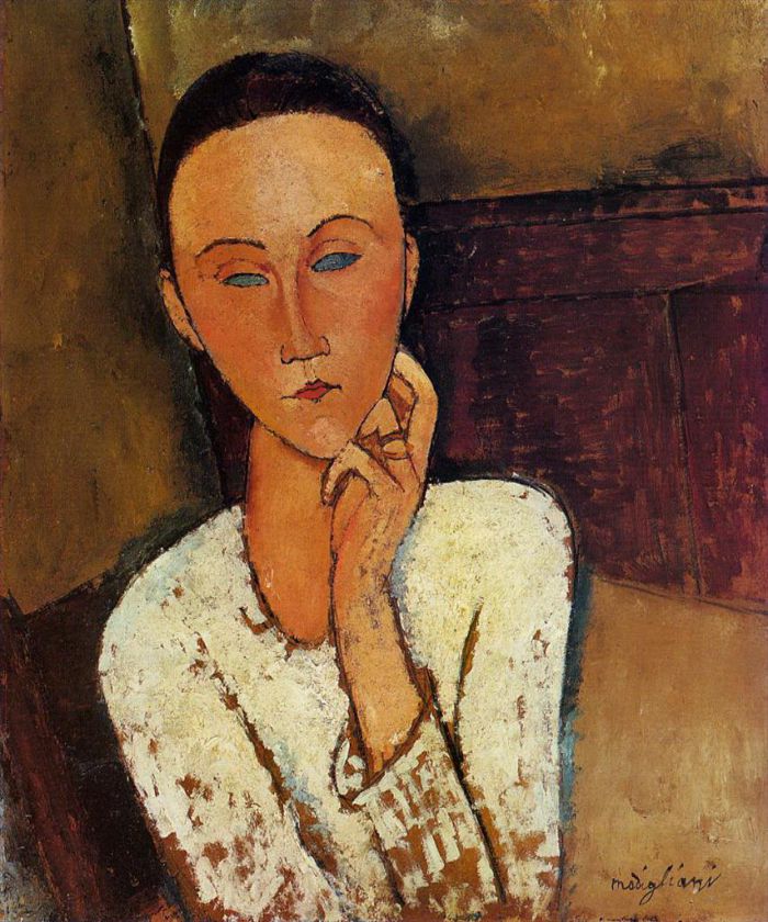Amedeo Modigliani Oil Painting - lunia czechowska with her left hand on her cheek 1918