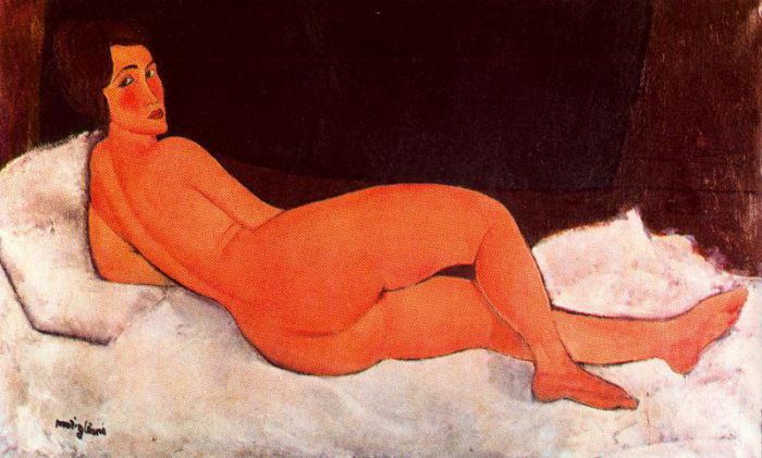 Amedeo Modigliani Oil Painting - lying nude 1917