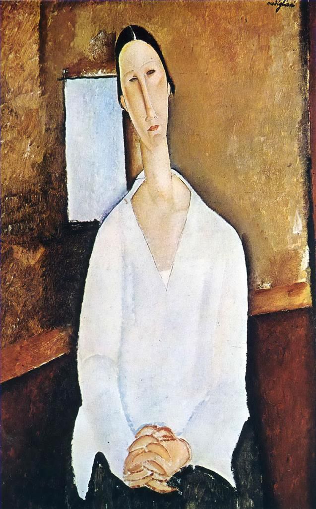 Amedeo Modigliani Oil Painting - madame zborowska with clasped hands
