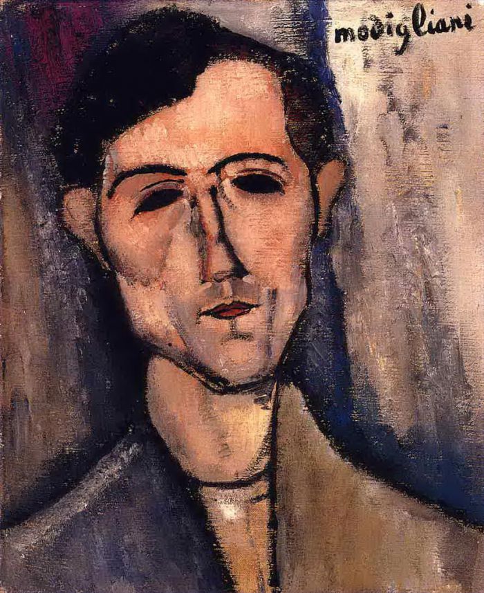 Amedeo Modigliani Oil Painting - man s head portrait of a poet