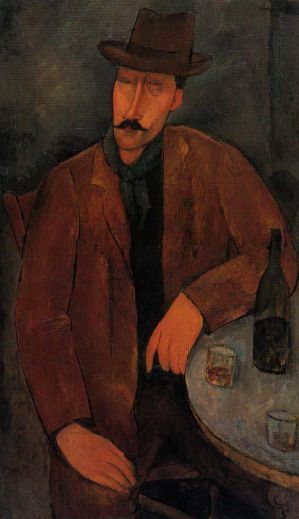Artist Amedeo Modigliani's Work - man with a glass of wine