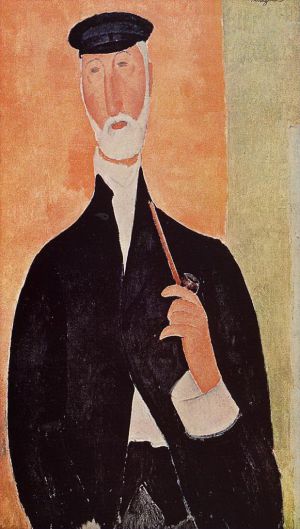 Artist Amedeo Modigliani's Work - man with a pipe the notary of nice 1918