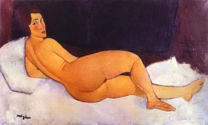 Artist Amedeo Modigliani's Work - nude looking over her right shoulder 1917