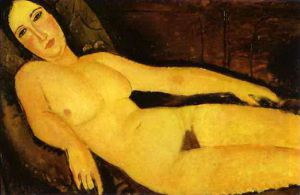 Artist Amedeo Modigliani's Work - nude on sofa 1918