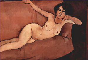 Artist Amedeo Modigliani's Work - nude on sofa almaisa 1916