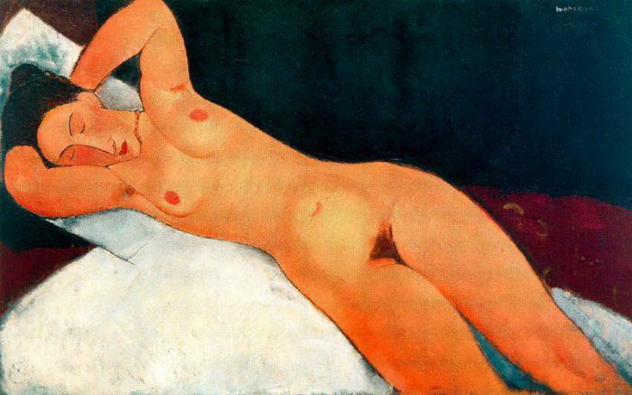 Amedeo Modigliani Oil Painting - nude with necklace 1917