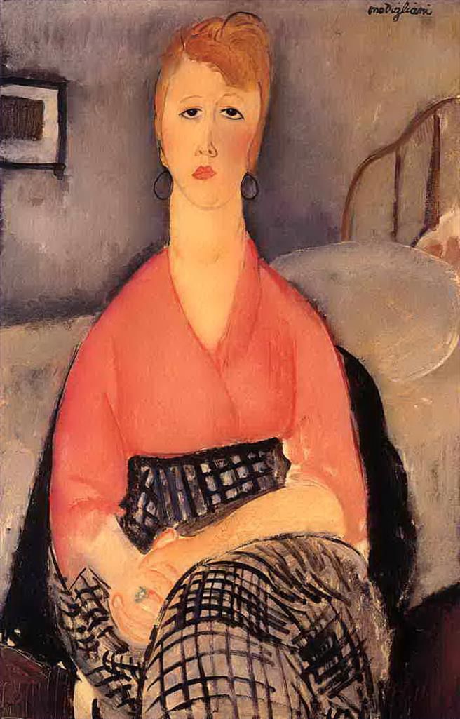 Amedeo Modigliani Oil Painting - pink blouse 1919