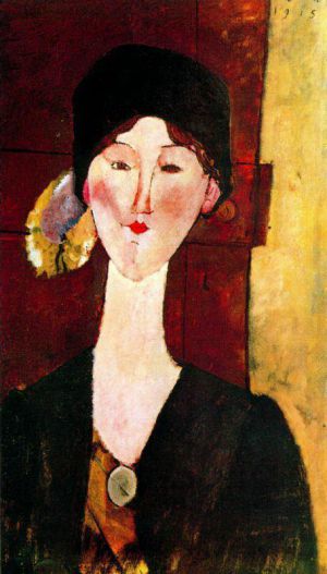 Artist Amedeo Modigliani's Work - portrait of beatrice hastings before a door 1915