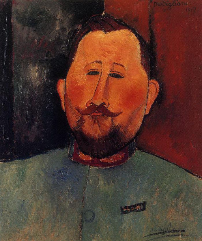 Amedeo Modigliani Oil Painting - portrait of doctor devaraigne 1917