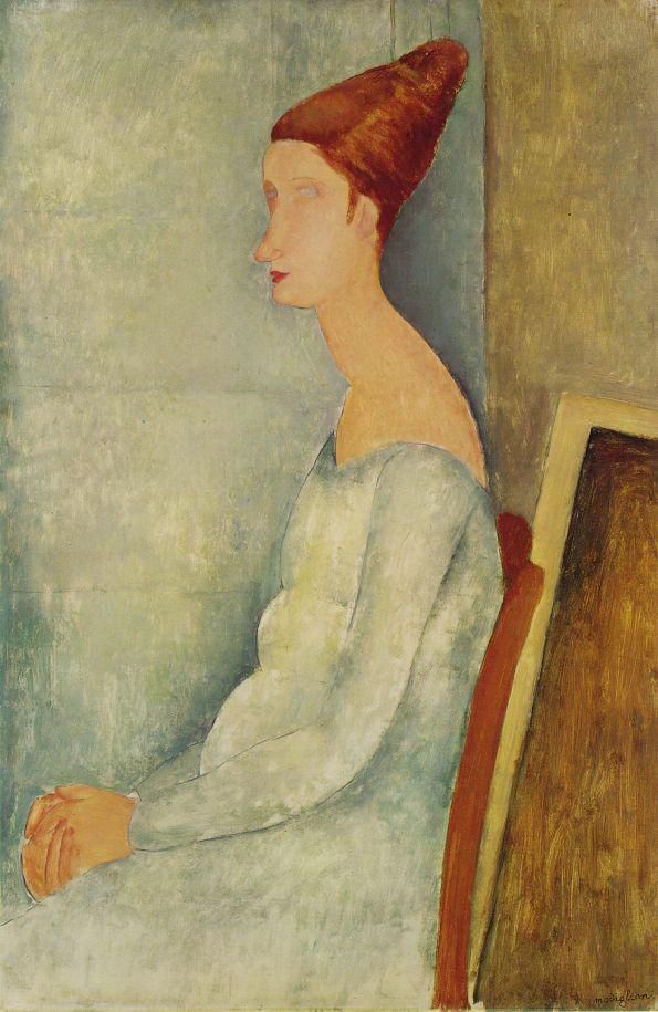 Amedeo Modigliani Oil Painting - portrait of jeanne hebuterne 1918 2