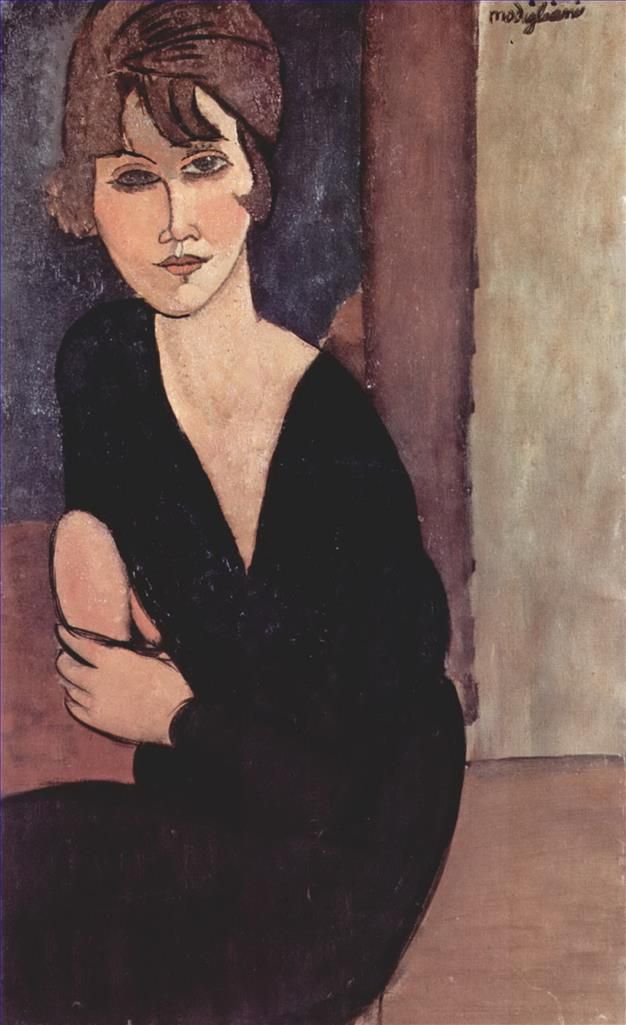 Amedeo Modigliani Oil Painting - portrait of madame reynouard 1916