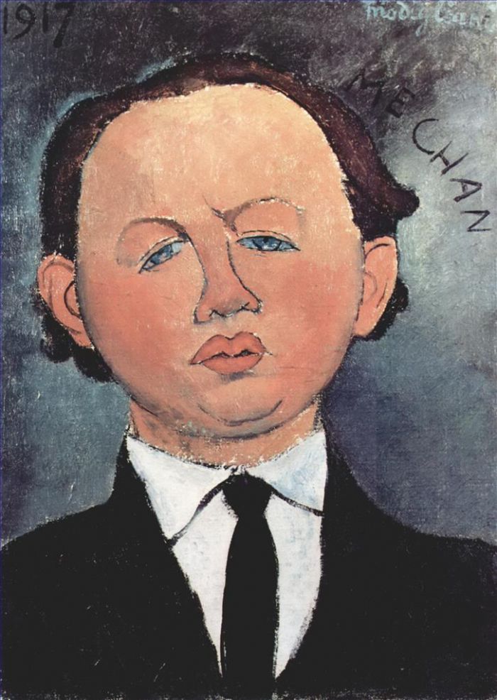 Amedeo Modigliani Oil Painting - portrait of the mechanical 1917
