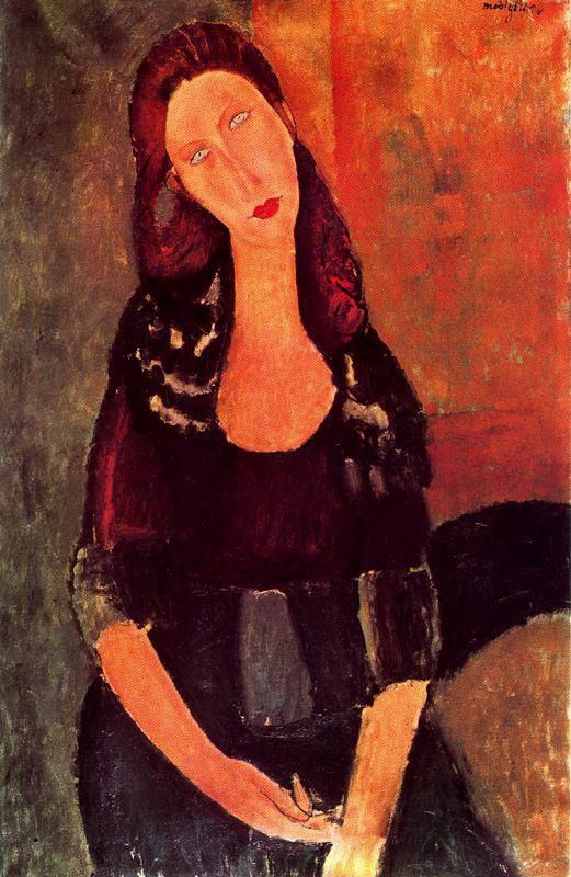 Amedeo Modigliani Oil Painting - seated jeanne hebuterne 1918
