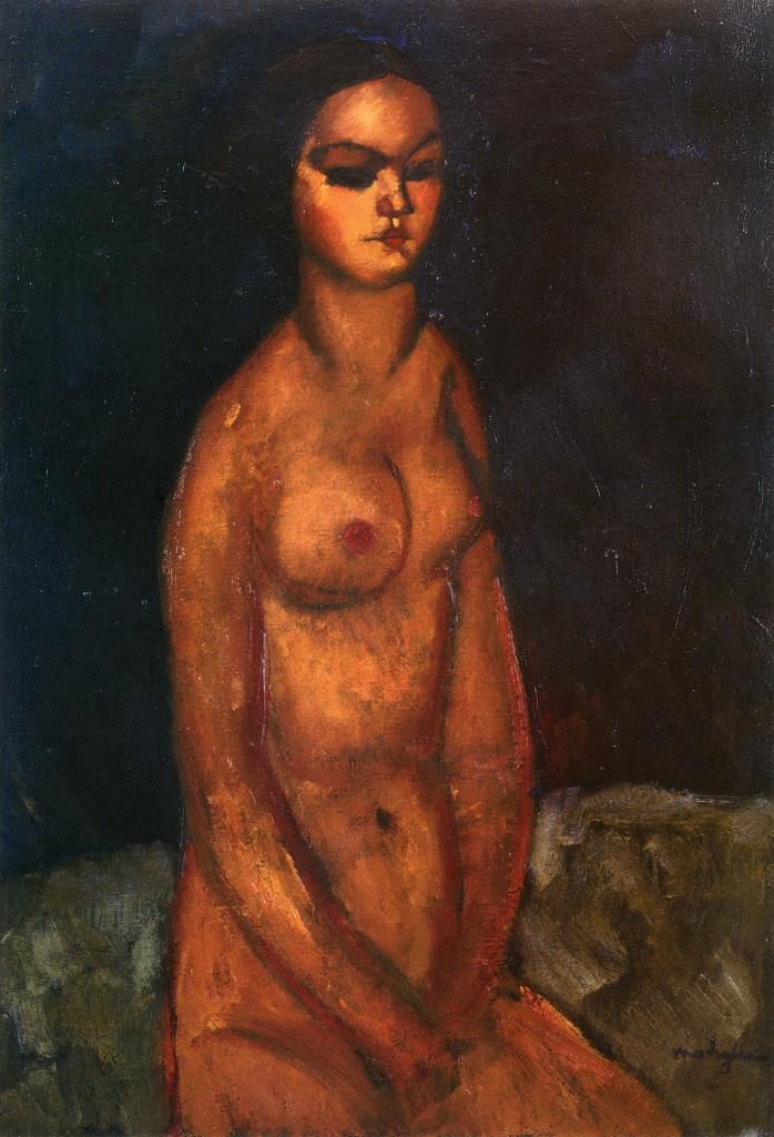 Amedeo Modigliani Oil Painting - seated nude 1908