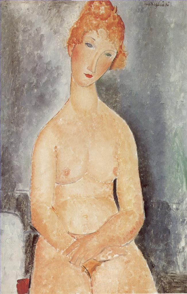 Amedeo Modigliani Oil Painting - seated nude 1918