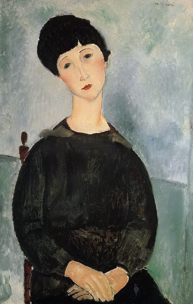 Amedeo Modigliani Oil Painting - seated young woman 1918