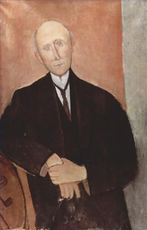 Artist Amedeo Modigliani's Work - sitting man on orange background 1918