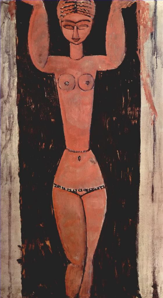 Amedeo Modigliani Oil Painting - standing caryatid 1913