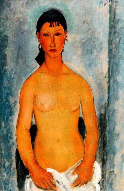 Amedeo Modigliani Oil Painting - standing nude elvira 1918