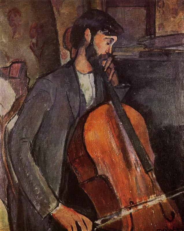 Amedeo Modigliani Oil Painting - study for the cellist 1909