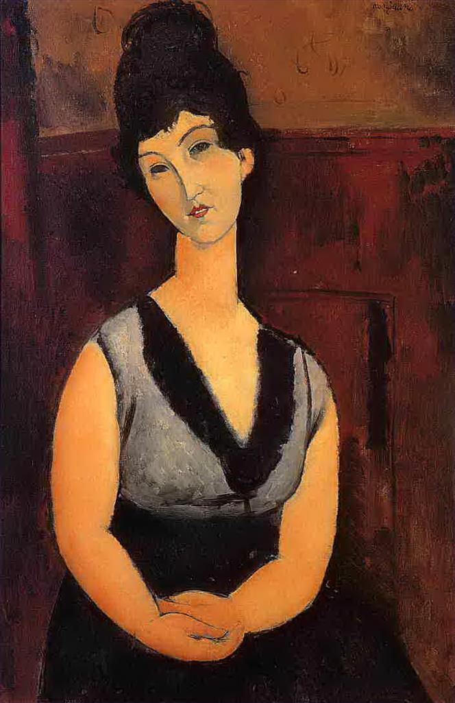Amedeo Modigliani Oil Painting - the beautiful confectioner 1916
