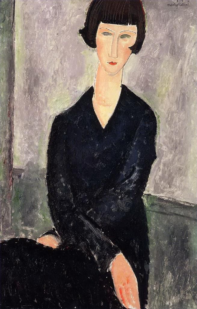 Amedeo Modigliani Oil Painting - the black dress 1918