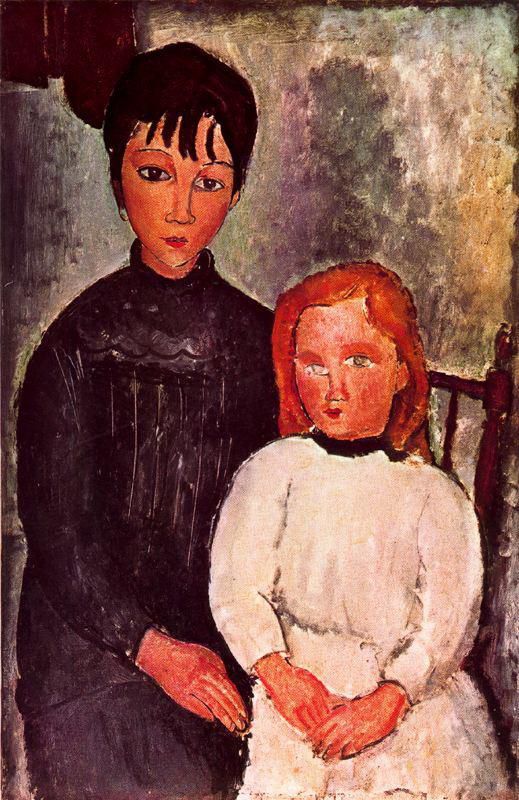 Amedeo Modigliani Oil Painting - two girls 1918