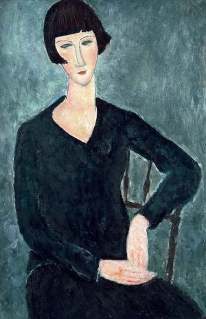 Artist Amedeo Modigliani's Work - woman sitting in blue dress